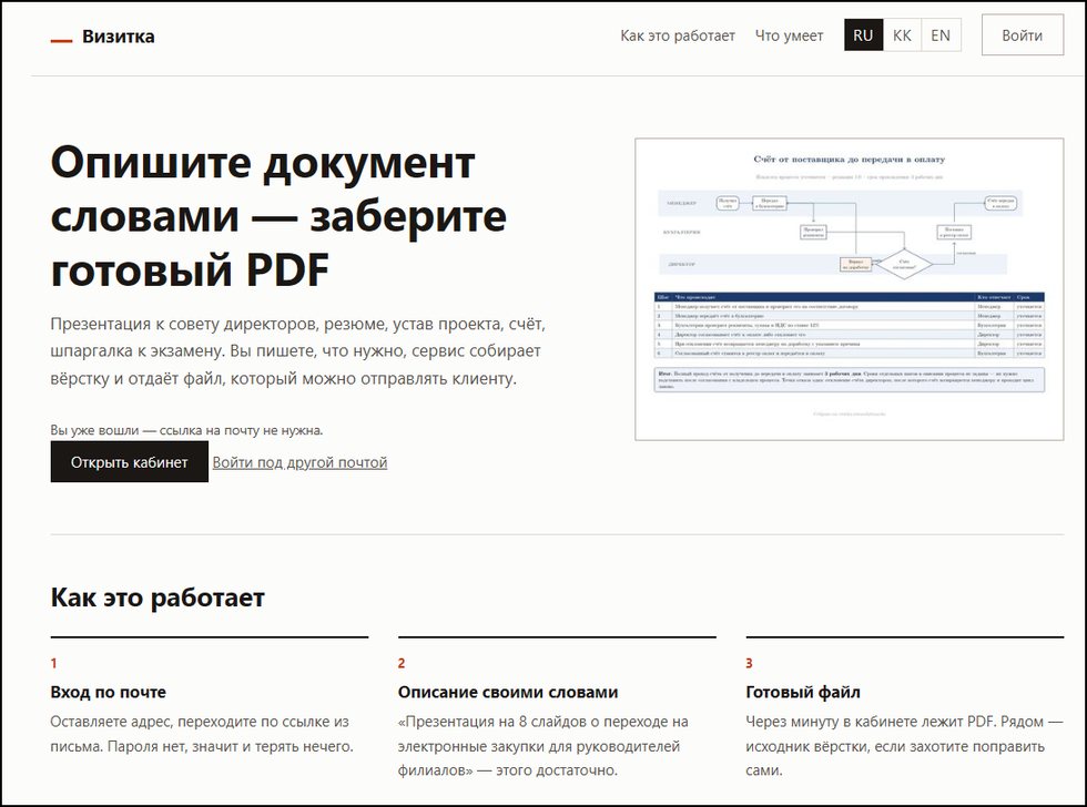 Главная страница: описание документа словами и готовый файл